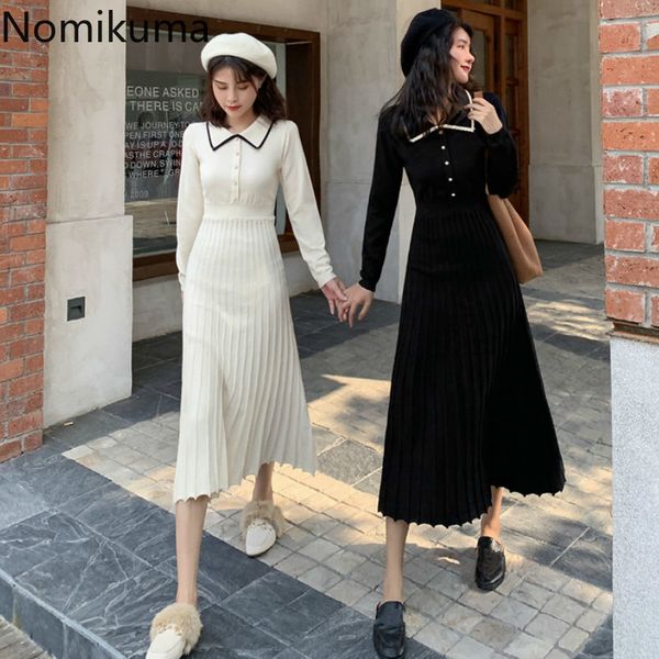 nomikuma basic knitted dresses contrast color long sleeve slim waist mid calf sweater dress women turn down collar vestido 3d865 210514, Black;gray
nomikuma basic knitted dresses contrast color long sleeve slim waist mid calf sweater dress women turn down collar vestido 3d865 210514, Black;gray