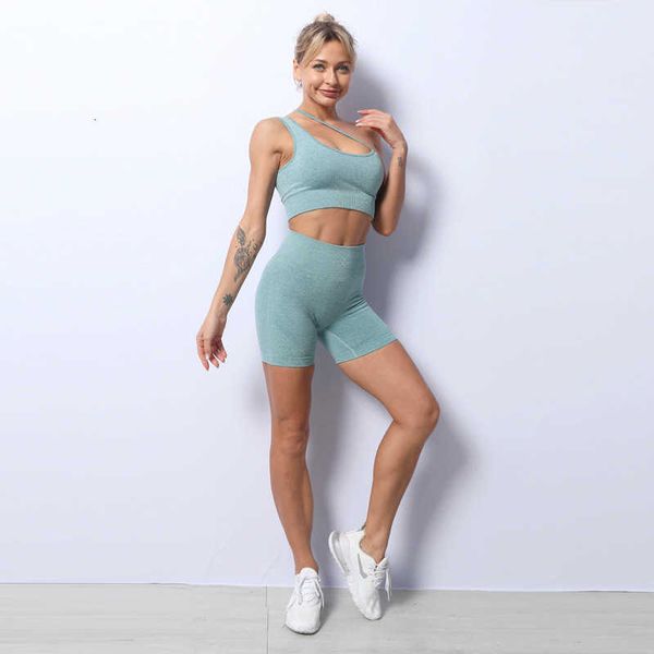tracksuits yoga sling sports bra seamless high waist elastic shorts suit women's fitness pants, Gray
tracksuits yoga sling sports bra seamless high waist elastic shorts suit women's fitness pants, Gray