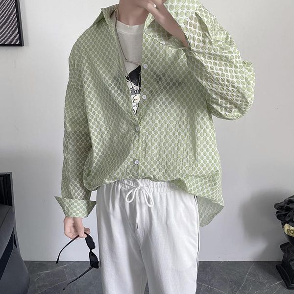 men's casual shirts men blouse dot frivolous micro perspective clothes sunscreen japan style young boy baggy long sleeve simple cardiga, White;black
men's casual shirts men blouse dot frivolous micro perspective clothes sunscreen japan style young boy baggy long sleeve simple cardiga, White;black