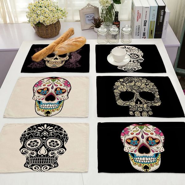 skull pattern placemat dining table mats drink coasters cotton linen cup pads 42*32cm kitchen accessories decoration
skull pattern placemat dining table mats drink coasters cotton linen cup pads 42*32cm kitchen accessories decoration