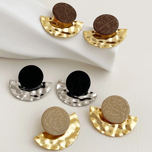 trendy irregular metal sector geometric golden drop earrings for women cute small leather round earrings gift, Silver
trendy irregular metal sector geometric golden drop earrings for women cute small leather round earrings gift, Silver