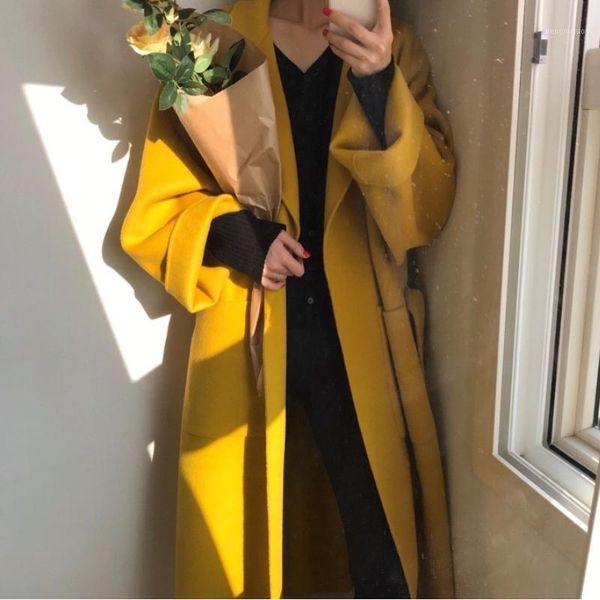 women's wool & blends cinessd casual long sleeve woolen coat vintage belt fashion winter thick women blouse female outwear 2021, Black
women's wool & blends cinessd casual long sleeve woolen coat vintage belt fashion winter thick women blouse female outwear 2021, Black