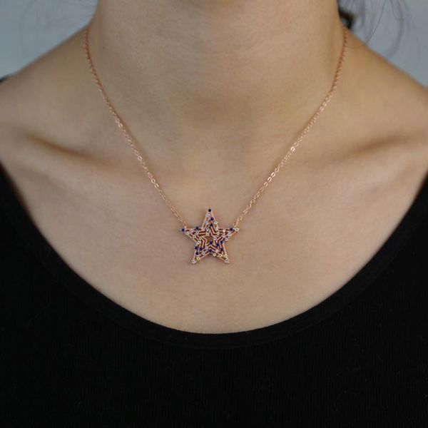 fashion star necklace for women rose gold color white yellow blue cz paved pendant chains, Silver
fashion star necklace for women rose gold color white yellow blue cz paved pendant chains, Silver