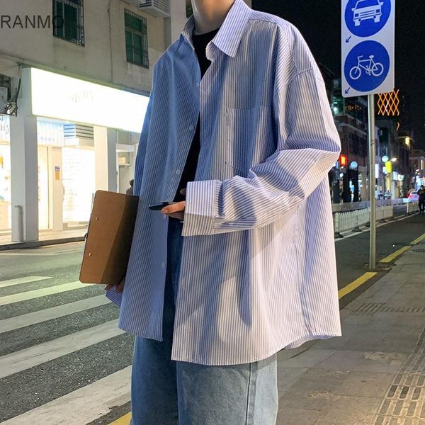 spring and summer stripe casual loose versatile trend ins long sleeve shirt men's fashion brand handsome coat dress shirts, White;black
spring and summer stripe casual loose versatile trend ins long sleeve shirt men's fashion brand handsome coat dress shirts, White;black