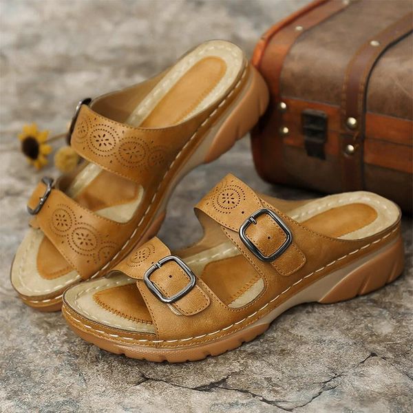 women buckle wedges slippers ladies sewing mid heel female casual slides open toe shoes woman beach footwear plus size, Black
women buckle wedges slippers ladies sewing mid heel female casual slides open toe shoes woman beach footwear plus size, Black