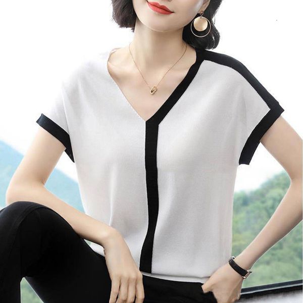 women's t-shirt shintimes womens clothing patchwork thin knitted striped tshirt woman loose short sleeve t shirts women tee shirt, White
women's t-shirt shintimes womens clothing patchwork thin knitted striped tshirt woman loose short sleeve t shirts women tee shirt, White