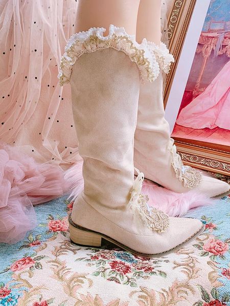 boots olome womens pointed toe knee thigh high lace chunky heel shoes suede leather princess lolita diy sweet girls x-mas gift, Black
boots olome womens pointed toe knee thigh high lace chunky heel shoes suede leather princess lolita diy sweet girls x-mas gift, Black