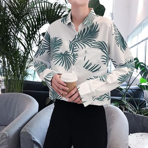 leaf print harajuku beach blouse men long sleeve hawaiian shirt casual summer sunproof loose chemise homme men's shirts, White;black
leaf print harajuku beach blouse men long sleeve hawaiian shirt casual summer sunproof loose chemise homme men's shirts, White;black