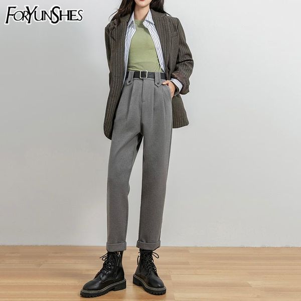 winter women woolen suit pants 2021 korean style high waist loose slim harem pant belt office ladies chic trousers women's & capris, Black;white
winter women woolen suit pants 2021 korean style high waist loose slim harem pant belt office ladies chic trousers women's & capris, Black;white