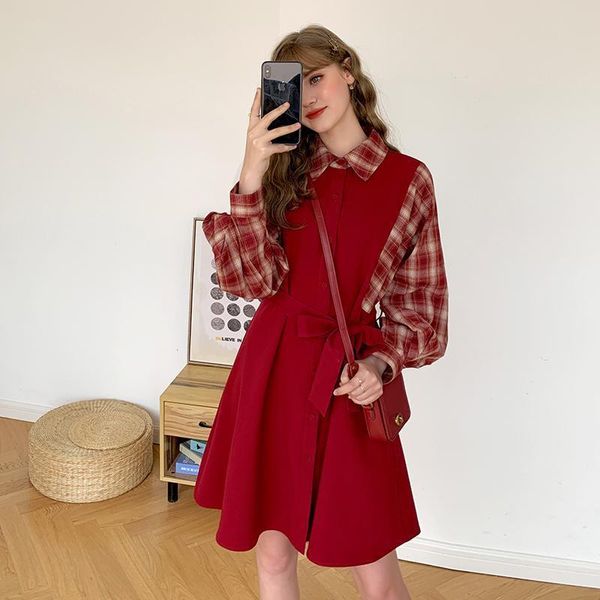 casual dresses herstory autumn winter women dress vintage plaid cotton lantern sleeve preppy style retro sweet cute female 2021, Black;gray
casual dresses herstory autumn winter women dress vintage plaid cotton lantern sleeve preppy style retro sweet cute female 2021, Black;gray