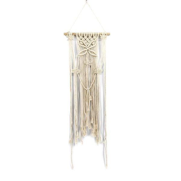 tapestries hand knotted macrame wall hanging art cotton bohemian tapestry with tassel for boho wedding home backdrop decoration