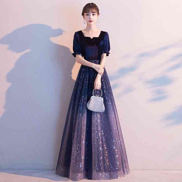 star evening female 2021 new banquet temperament fairy can wear student host dress at ordinary times, White;black
star evening female 2021 new banquet temperament fairy can wear student host dress at ordinary times, White;black