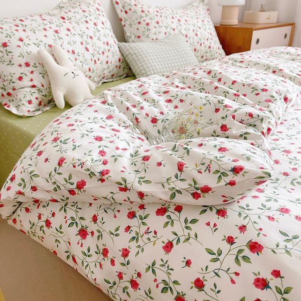 bedding sets 100% cotton floral princess luxury set soft silky single double duvet cover pillowcases home textiles