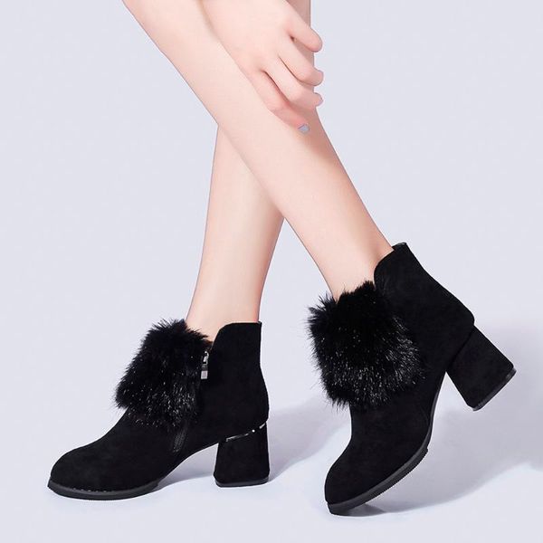 boots high heel hairy solid color suede women zipper round toe ankle for nice autumn winter botas mujer, Black
boots high heel hairy solid color suede women zipper round toe ankle for nice autumn winter botas mujer, Black