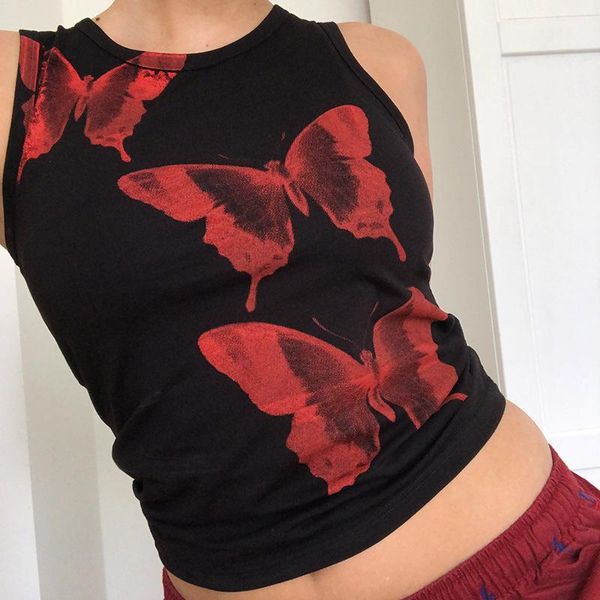 women's tanks & camis butterfly printed tank vintage corset sleeveless o neck crop women summer skinny 90s harajuku goth, White
women's tanks & camis butterfly printed tank vintage corset sleeveless o neck crop women summer skinny 90s harajuku goth, White