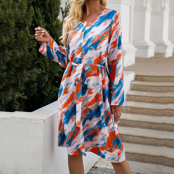 casual dresses autumn women o neck tie dye print shirt dress buttons a line long sleeve belt 2021 beach female, Black;gray
casual dresses autumn women o neck tie dye print shirt dress buttons a line long sleeve belt 2021 beach female, Black;gray