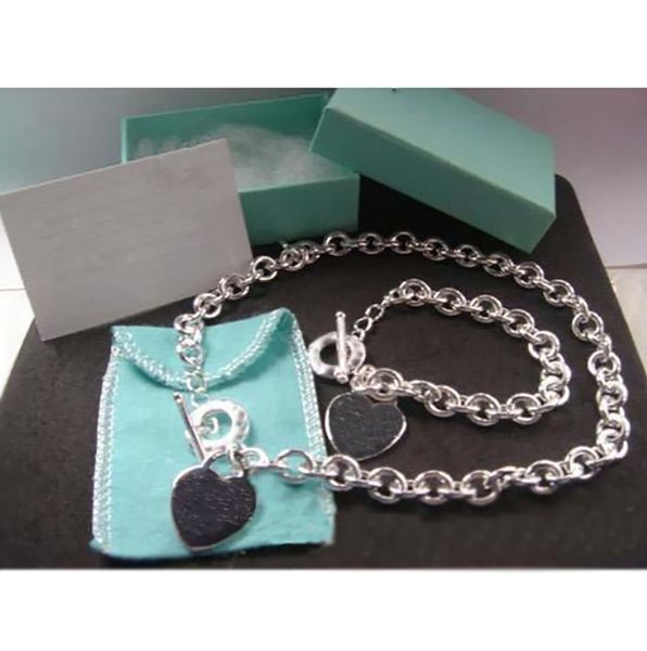 tif s925 bracelet & necklace big love heart stainless steel thick chians plates pendant jewelry sets with blue box, Silver
tif s925 bracelet & necklace big love heart stainless steel thick chians plates pendant jewelry sets with blue box, Silver