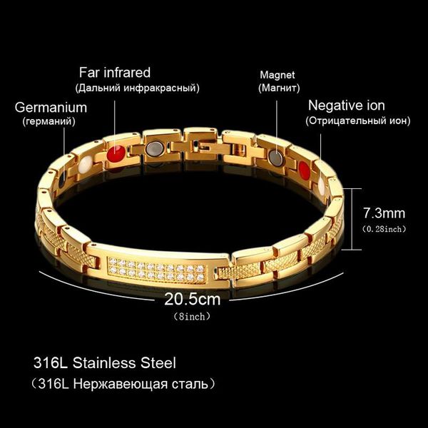 link, chain women's cubic zirconia bio magnetic bracelet & bangle gold-color powerful health magnet alert bracelets jewelry, Black
link, chain women's cubic zirconia bio magnetic bracelet & bangle gold-color powerful health magnet alert bracelets jewelry, Black