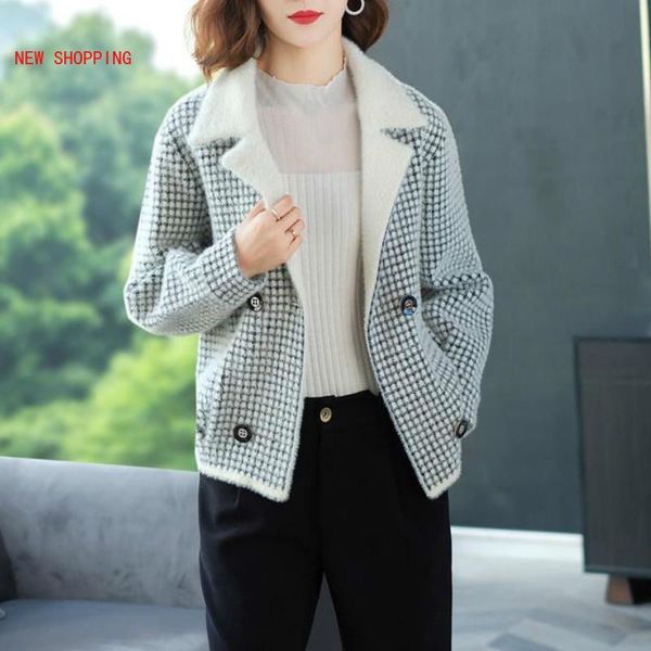 women's jackets sweet lapel plaid woolen women fashion pockets winter faux mink cashmere coat elegant chic short overcoats streetwear, Black;brown
women's jackets sweet lapel plaid woolen women fashion pockets winter faux mink cashmere coat elegant chic short overcoats streetwear, Black;brown
