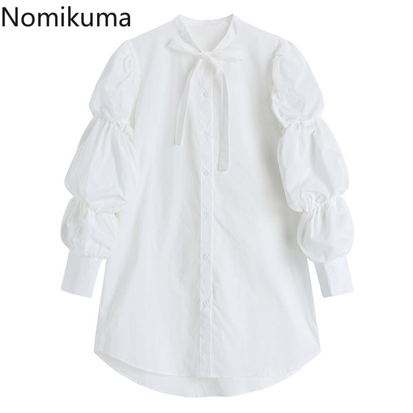 nomikuma puff sleeve blouse dresses women spring bow tie stand neck vestidos causal korean sweet fashion dresses 6f316 210427, Black;gray
nomikuma puff sleeve blouse dresses women spring bow tie stand neck vestidos causal korean sweet fashion dresses 6f316 210427, Black;gray