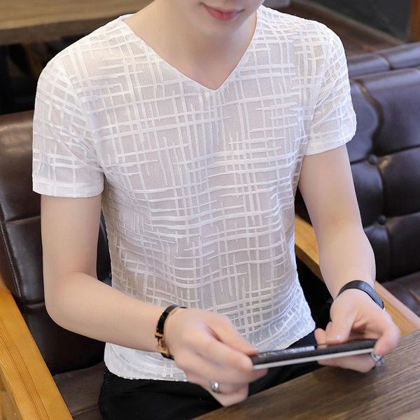 men's t-shirts 2021 summer v-neck short sleeve ice silk simple slim fit fashion t-shirt, White;black
men's t-shirts 2021 summer v-neck short sleeve ice silk simple slim fit fashion t-shirt, White;black