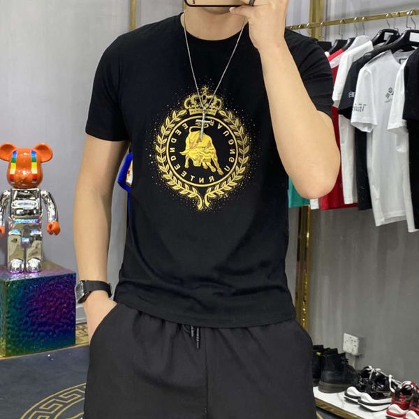 short polo shirt 2021 sve t-shirt year of the ox crown taurus diamond fashion brand mercerized cotton round ne men's half, White;black
short polo shirt 2021 sve t-shirt year of the ox crown taurus diamond fashion brand mercerized cotton round ne men's half, White;black