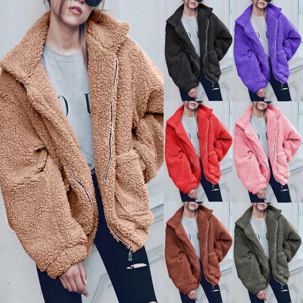 women's wool & blends autumn and winter ladies plush woolen coat with pockets to keep warm loose jacket fashion lapel casual s-xxxl, Black
women's wool & blends autumn and winter ladies plush woolen coat with pockets to keep warm loose jacket fashion lapel casual s-xxxl, Black