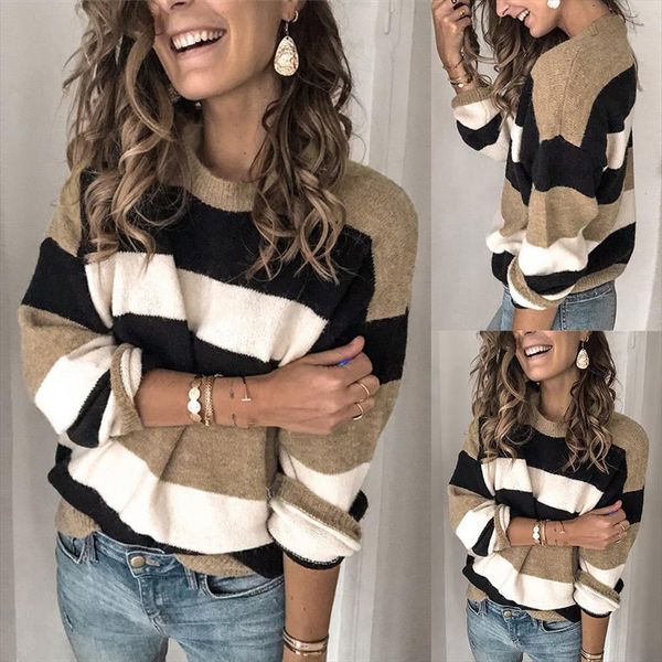 women fall casual sweaters long sleeve pullover o neck color block loose knitted sweater womens clothing pull femme, White;black
women fall casual sweaters long sleeve pullover o neck color block loose knitted sweater womens clothing pull femme, White;black