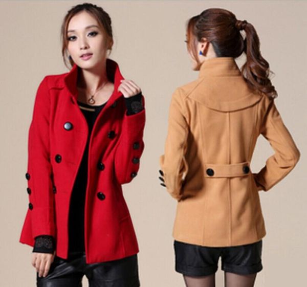 women's wool & blends stand coat double breasted blend and jacket slim women coats autumn winter, Black
women's wool & blends stand coat double breasted blend and jacket slim women coats autumn winter, Black