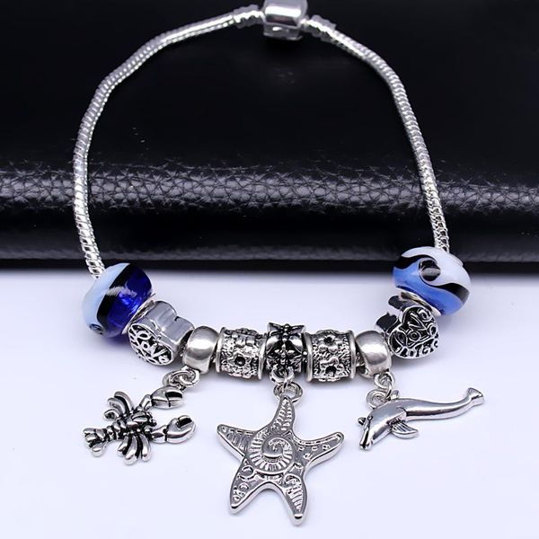 charm bracelets fashion marine casual style jewelry bracelet starfish dolphin pendant big hole loose beads bangle, Golden;silver
charm bracelets fashion marine casual style jewelry bracelet starfish dolphin pendant big hole loose beads bangle, Golden;silver
