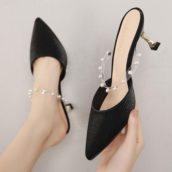 slippers beads clear band mules women modern pointed toe slides metal thin high heels shoes woman pumps sandals plus size 42/43, Black
slippers beads clear band mules women modern pointed toe slides metal thin high heels shoes woman pumps sandals plus size 42/43, Black