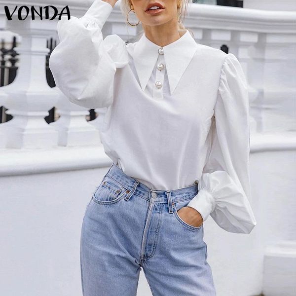 women's blouses & shirts vonda casual office 2021 women long sleeve solid blouse bohemian party blusas femininas ladies, White
women's blouses & shirts vonda casual office 2021 women long sleeve solid blouse bohemian party blusas femininas ladies, White