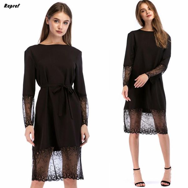 black dress ladies women color casual fashion dresses lace party pringting long sleeves frenulum round collar, Black;gray
black dress ladies women color casual fashion dresses lace party pringting long sleeves frenulum round collar, Black;gray