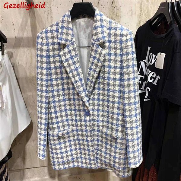 women's wool & blends gezelligheid 2021 spring autumn women fresh blue plaid jacket tweed slim suit luxury fashion elegant woolen cloth, Black
women's wool & blends gezelligheid 2021 spring autumn women fresh blue plaid jacket tweed slim suit luxury fashion elegant woolen cloth, Black