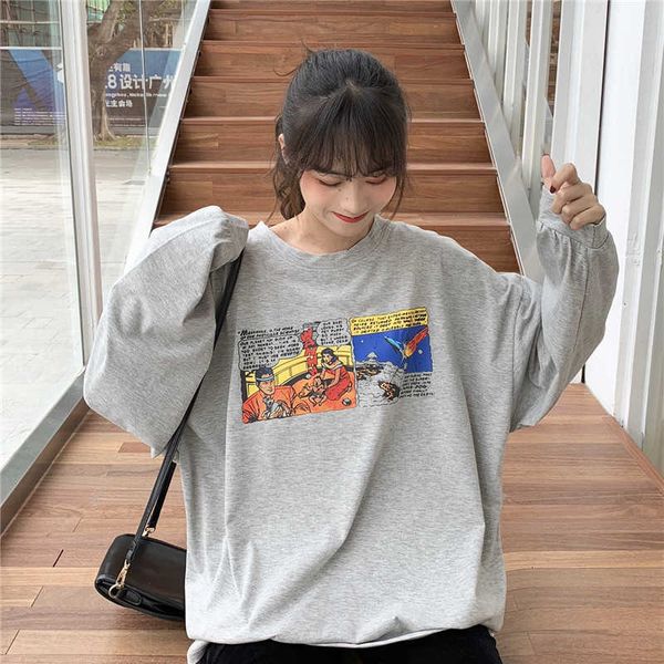 women's t-shirt korean cartoon print spring t-shirts vintage harajuku cotton shirts long sleeve casual letters oversized boyf, White
women's t-shirt korean cartoon print spring t-shirts vintage harajuku cotton shirts long sleeve casual letters oversized boyf, White