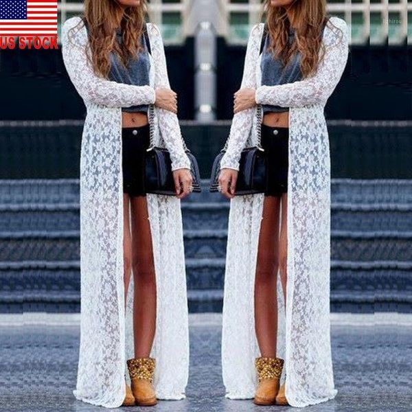 women's swimwear boho beach sheer lace fl crochet long cardigan summer blouse dress, White;black
women's swimwear boho beach sheer lace fl crochet long cardigan summer blouse dress, White;black