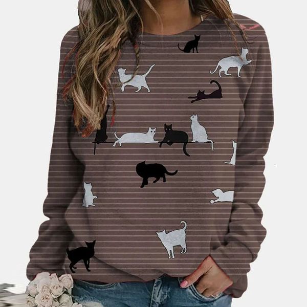women's hoodies & sweatshirts fashion cats printing striped long sleeve women casual o neck pullovers elegant female plus size sf2z, Black
women's hoodies & sweatshirts fashion cats printing striped long sleeve women casual o neck pullovers elegant female plus size sf2z, Black