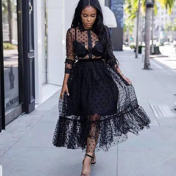 casual dresses elegant womens ball gown dress turn-down collar lace mesh dots black women empire maxi robes, Black;gray
casual dresses elegant womens ball gown dress turn-down collar lace mesh dots black women empire maxi robes, Black;gray