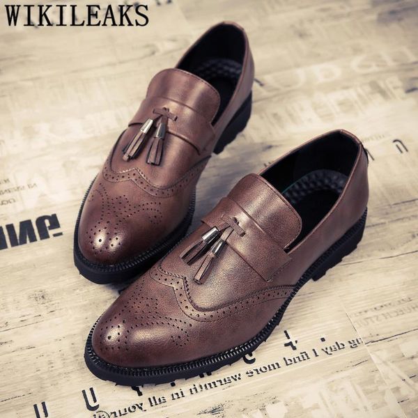 dress shoes slip brogue men classic loafers luxury italian brown leather zapatos para hombre formal, Black
dress shoes slip brogue men classic loafers luxury italian brown leather zapatos para hombre formal, Black
