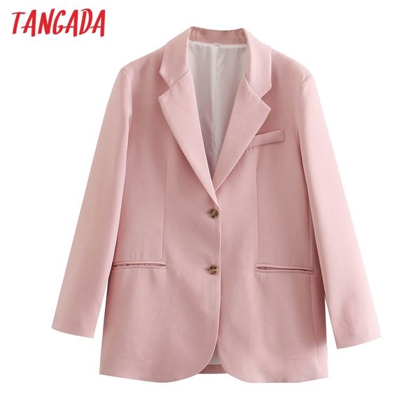 women solid pink blazer coat vintage notched collar pocket fashion female casual chic qj135 210416, Black
women solid pink blazer coat vintage notched collar pocket fashion female casual chic qj135 210416, Black