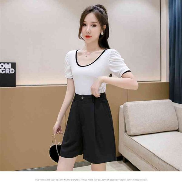 casual comfortable elegant wild shortswomen's summer slim wide leg a-line 210507, White;black
casual comfortable elegant wild shortswomen's summer slim wide leg a-line 210507, White;black