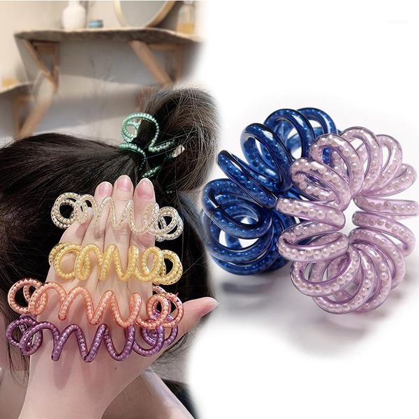 simulated peal women hair coil tpu spiral telephone wire ties for thick cord solid ponytail holder1
simulated peal women hair coil tpu spiral telephone wire ties for thick cord solid ponytail holder1