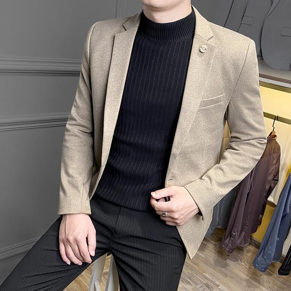 men's suits & blazers autumn and winter casual suit fashion small single men slim british style wool coat trend handsome cool woolen, White;black
men's suits & blazers autumn and winter casual suit fashion small single men slim british style wool coat trend handsome cool woolen, White;black