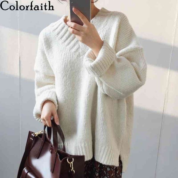colorfaith new women's autumn winter knitwear v-neck warm pullover solid oversize split minimalist elegant jumpers sw18159 210413, White;black
colorfaith new women's autumn winter knitwear v-neck warm pullover solid oversize split minimalist elegant jumpers sw18159 210413, White;black