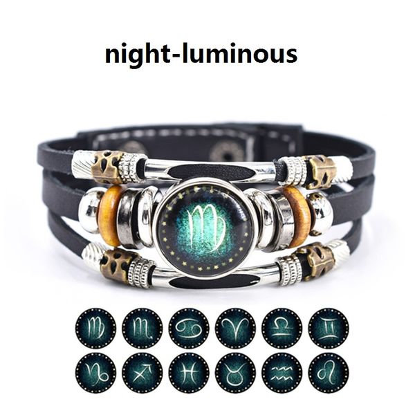 multilayer leather button punk charm bracelet couple night luminous glass zodiac signs buckle woven beads bracelets twelve constellation, Golden;silver
multilayer leather button punk charm bracelet couple night luminous glass zodiac signs buckle woven beads bracelets twelve constellation, Golden;silver