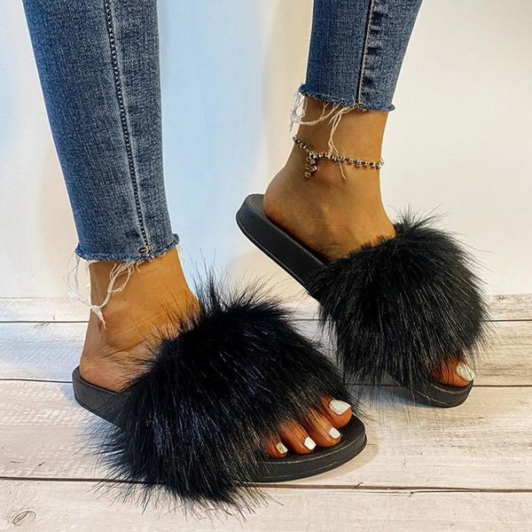 slippers fur women 2021 furry slides flat shoes summer sandals casual large size ladies claquette femme, Black
slippers fur women 2021 furry slides flat shoes summer sandals casual large size ladies claquette femme, Black