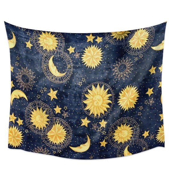 tapestries sun moon universe sky wall tapestry home decor bedroom hanging picnic mat yoga