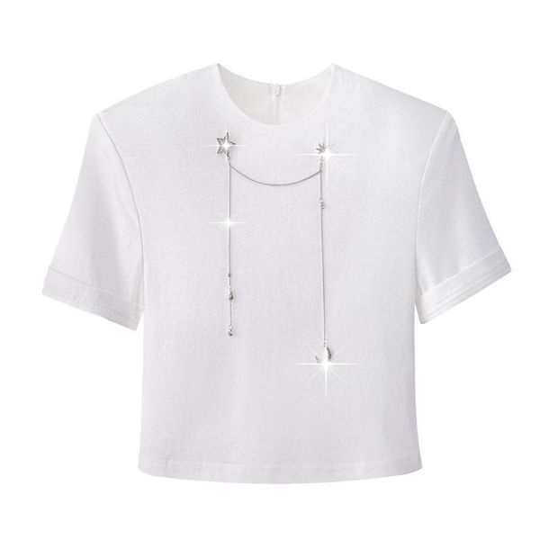 women's t-shirt white o-neck casual short-sleeved star moon chain summer women crop high fashion clothes
women's t-shirt white o-neck casual short-sleeved star moon chain summer women crop high fashion clothes