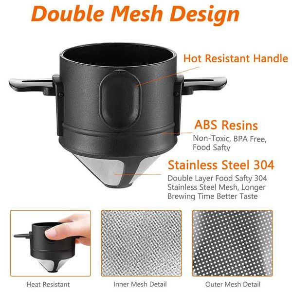 coffee filters taper hand brew filter foldable stainless steel mesh reusable portable maker for machine tryc889
coffee filters taper hand brew filter foldable stainless steel mesh reusable portable maker for machine tryc889