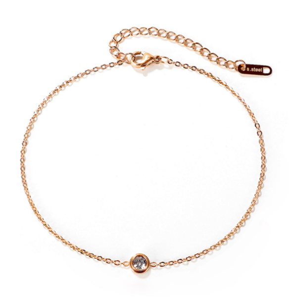 link, chain 316l stainless steel temperament style stacked titanium rose gold plated single crystal bracelet no fade, Black
link, chain 316l stainless steel temperament style stacked titanium rose gold plated single crystal bracelet no fade, Black